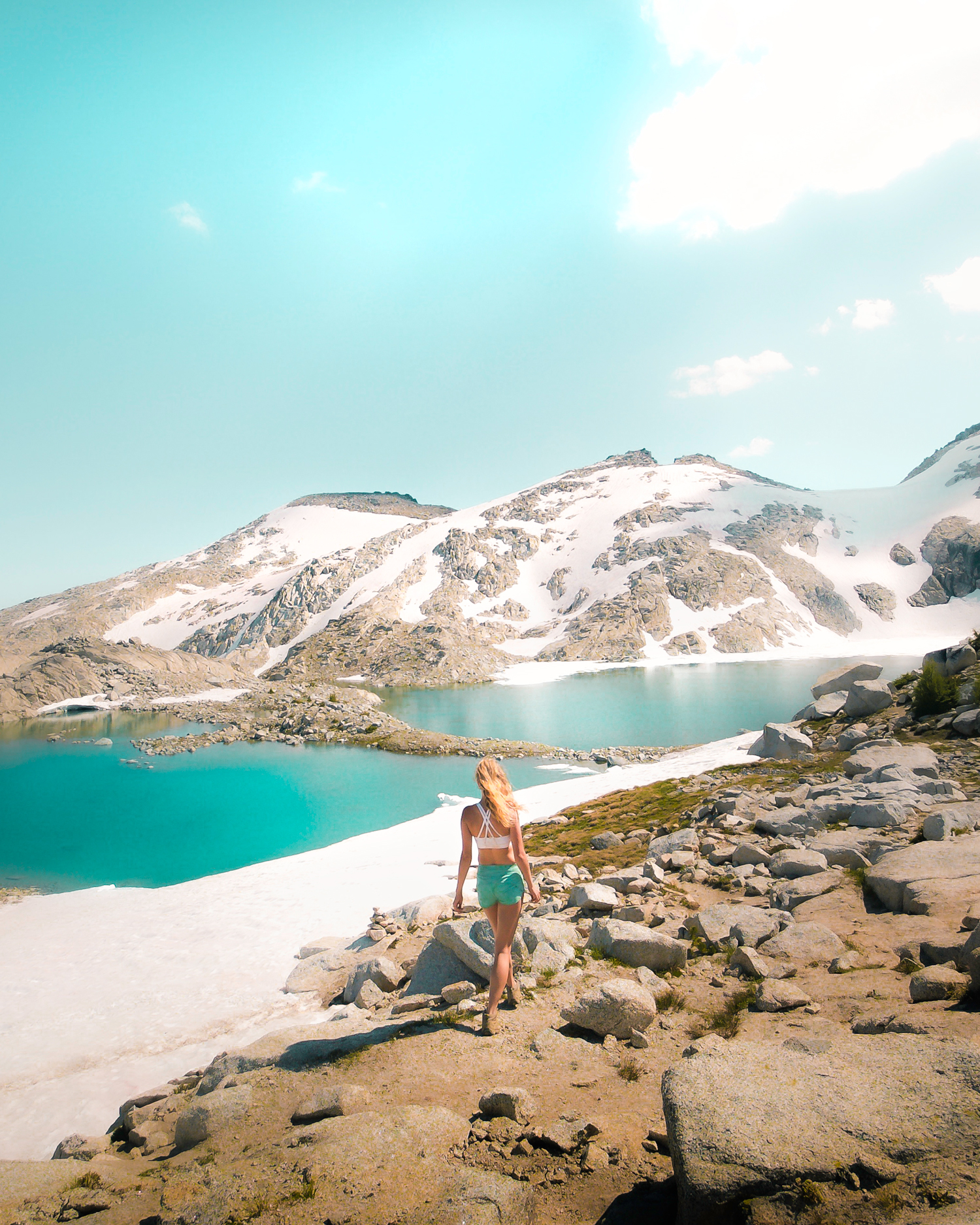 Bloonde Hiker Girl Hiking Class 2 in the Enchantments in Washington