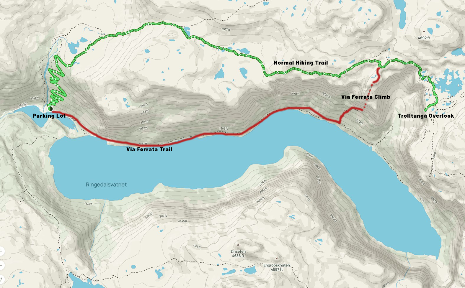 Trolltunga-Via-Ferrata-Map